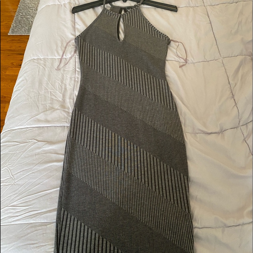 Grey knee length cocktail dress